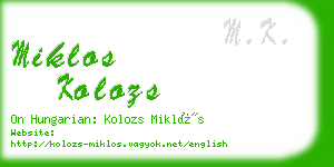 miklos kolozs business card